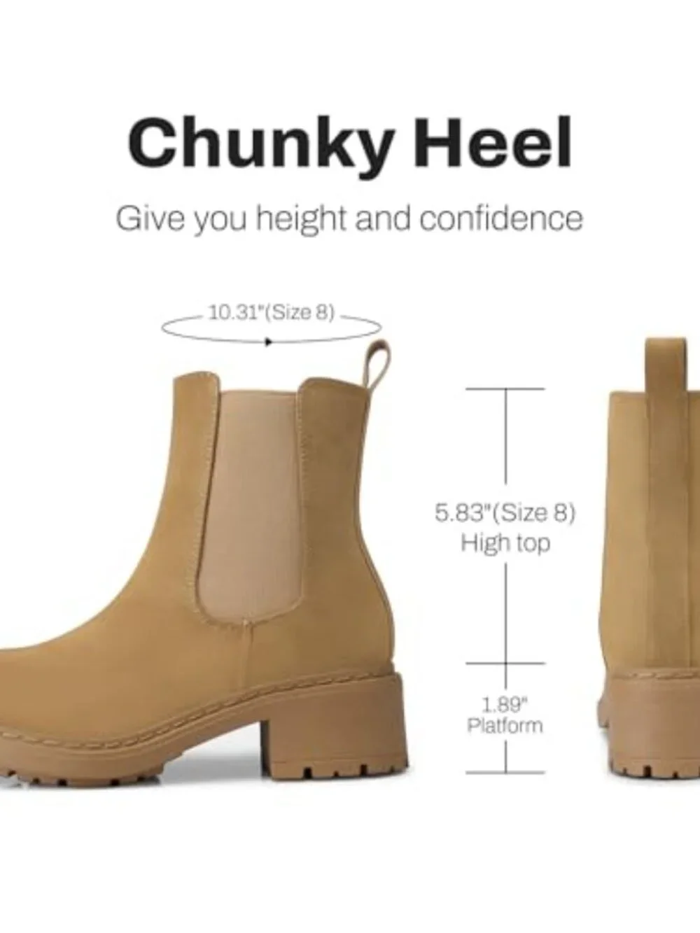 Women's Chelsea Ankle Boots: Slip on Chunky Heel Platform Booties with Side